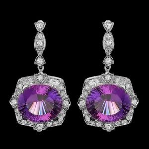 14k Gold Amethyst and Diamond Earrings - with appraisal over $12,000